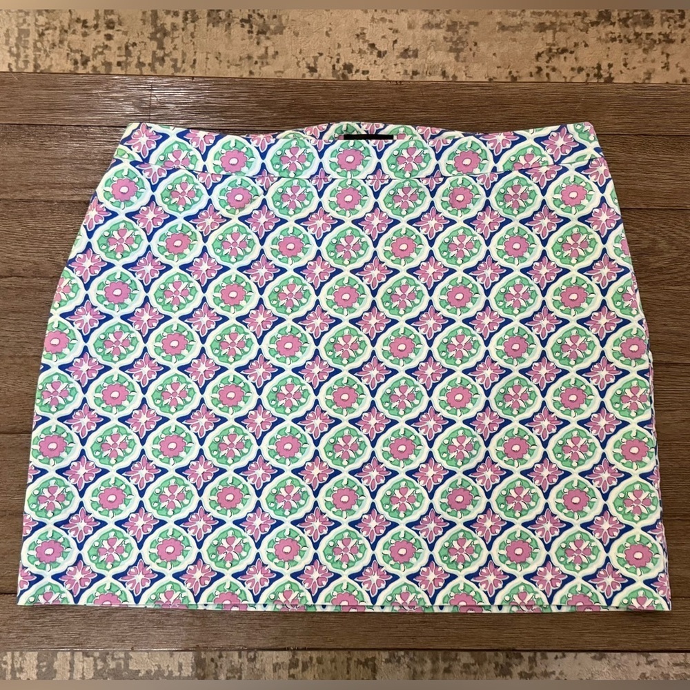 Talbots Plus Canvas A Line Medallion Print Skirt